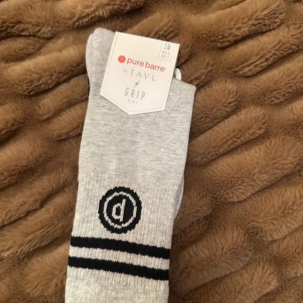 Pure Barre Gray and Black Athletic Grip Socks